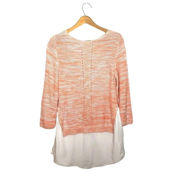 Anthropologie Moth Aselin Sweater Top Layered Look Knit Blouse Medium Peach Pink - Picture 5 of 9